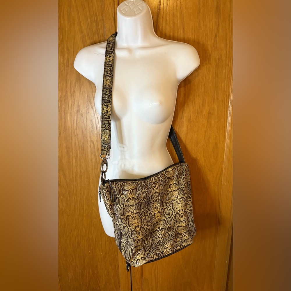 Vintage Donald J pliner Crossbody Hobo Faux Snakeskin Print Bag Vintage